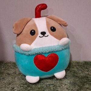 Cute Plush Dog Toy with Red Heart
